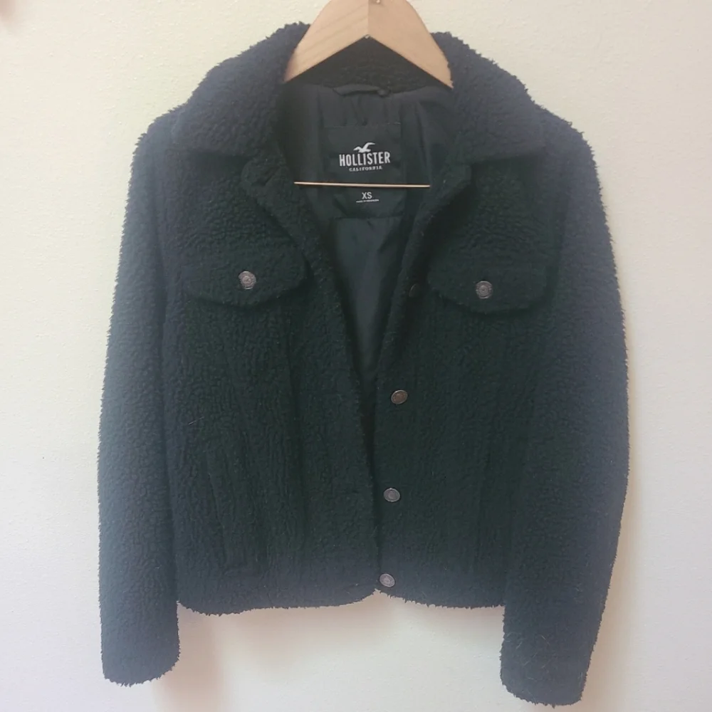 Hollister Women's Teddy Sherpa Trucker Jacket Black Size XS - Picture 6 of 6